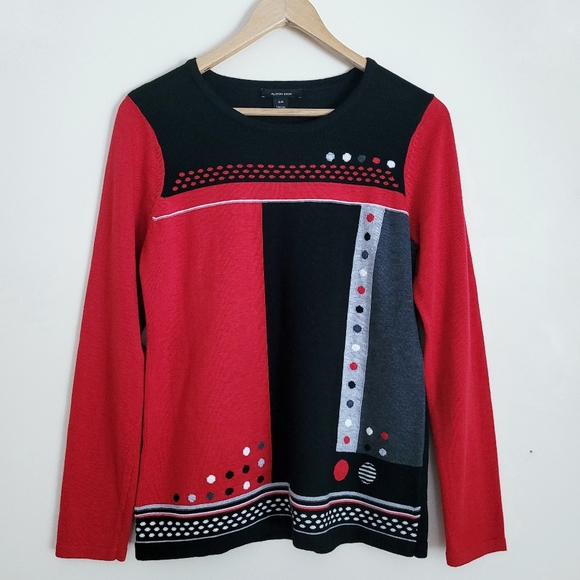 Vintage Abstract Geometric Wool Blend Knit Sweater - S - Picture 1 of 10
